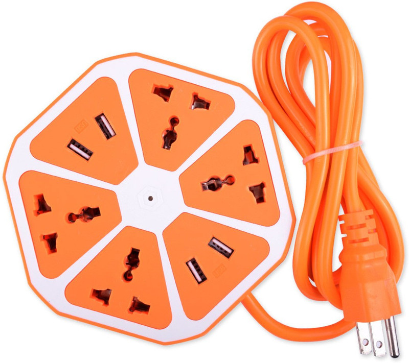 secro Surge-Protected 4 Socket Surge Protector(Orange)