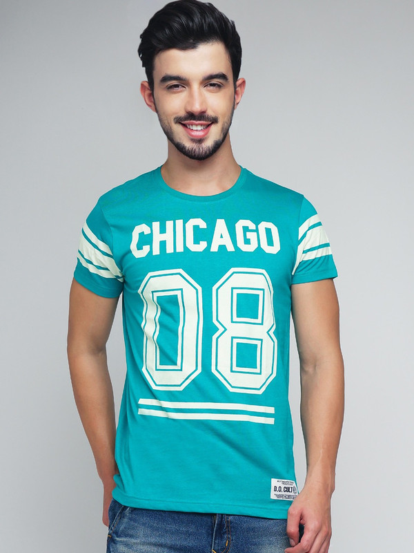 DIFFERENCE OF OPINION Printed Men Round or Crew Green T-Shirt