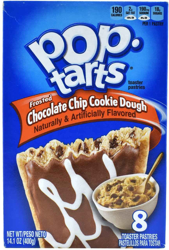 Pop Tarts Toaster Pastries, Frosted Chocolate Chip Cookie Dough, 8 pack - 400g(400 g, Box)