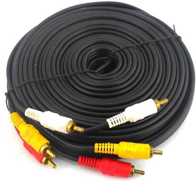 TECHON TV-out Cable 10 meter 3 rca audio video cable(Black, For TV)