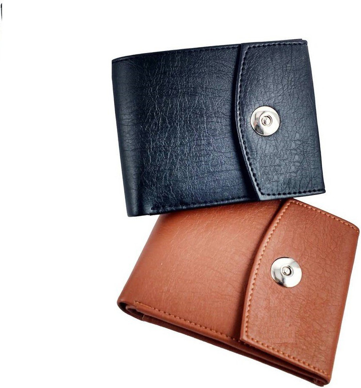 insta service Men Black, Tan Artificial Leather Wallet(6 Card Slots)