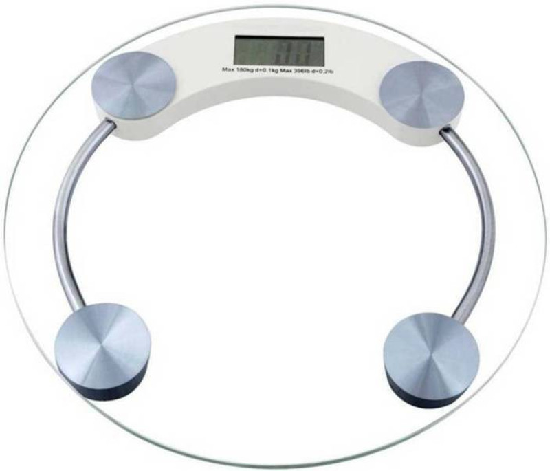GADGET TREE Long Lating Personal Health Human Body Digital Weight Machine 8mm Round Transparent Glass Weighing Scale(White)