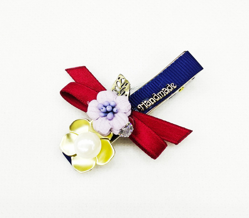 fairytale fancy alligator clips with flower and bow beautiful design.party wear Hair Pin, Hair Clip(Maroon, Gold, Blue)