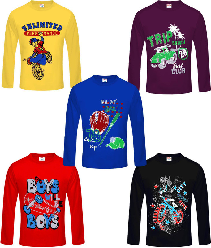 FabTag - kiddeo Boys Printed Cotton Blend T Shirt(Multicolor, Pack of 5) FabTag - kiddeo Boys Printed Cotton Blend T Shirt(Multicolor, Pack of 5)
