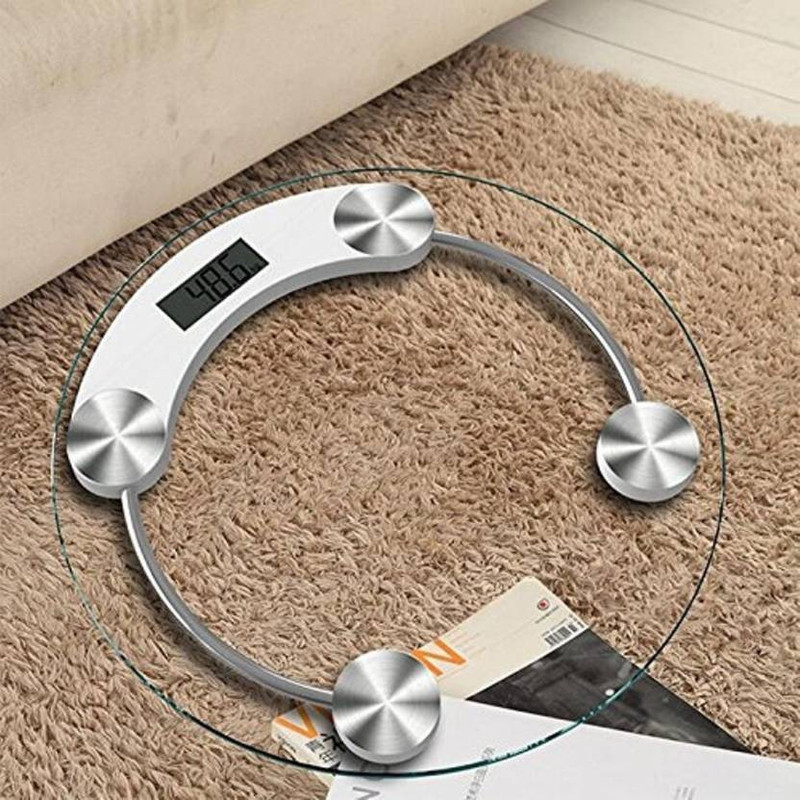 GADGET TREE Health Human Body Digital Weight Machine 8mm Round Transparent Glass Weighing Scale(White)