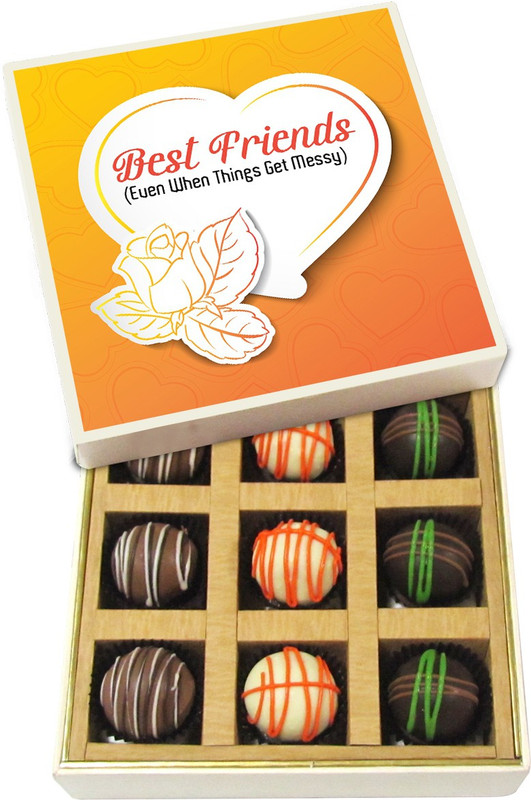 Chocholik Friendship Gift - Best Friends - Dark, Milk, White Chocolate - 9pc Truffles(135 g)