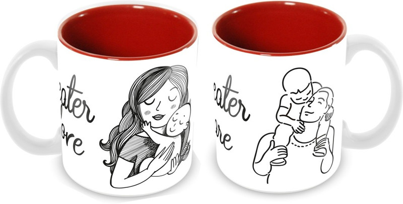 Tuelip "No Care is Greater Then Dad's Care & Mom's Love" Tea And Coffee 350 ML Ceramic Printed Ceramic Coffee Mug(350 ml, Pack of 2)
