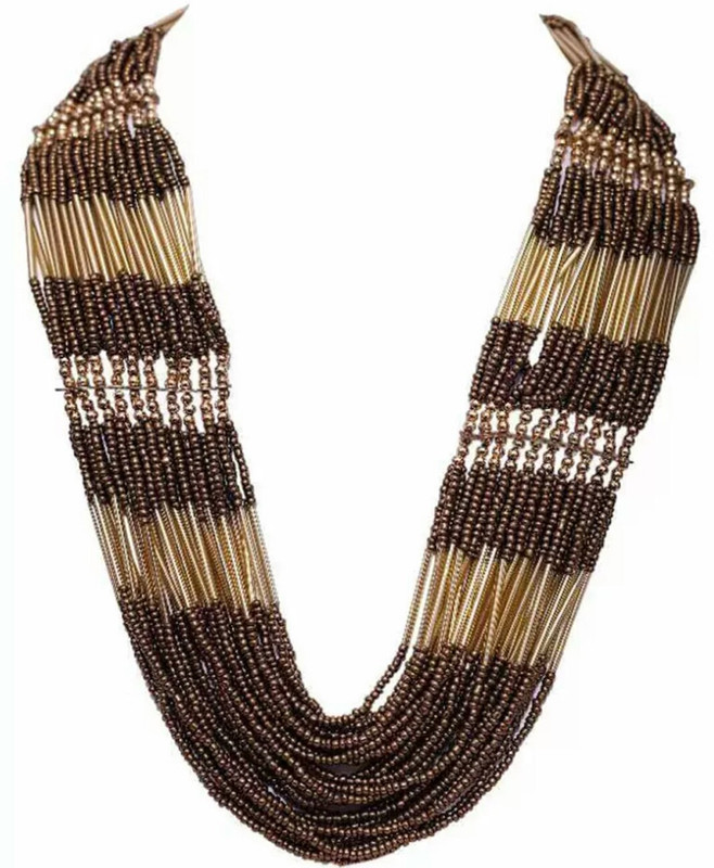 urbanela Urbanela Ethnic Tibetan Tribal Antique Multi layer Moti Mala Fashion Necklace Set ADLBN04-BROWN Alloy Necklace Set
