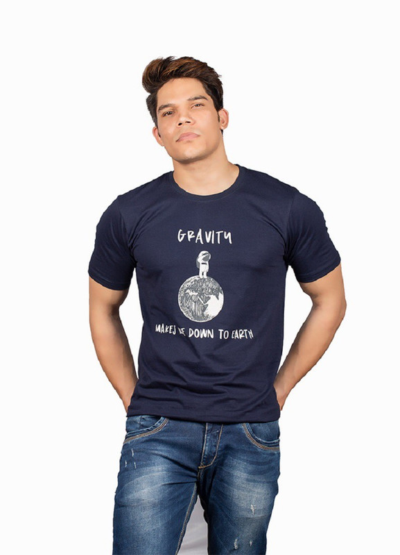 expresso Printed Men Round or Crew Dark Blue T-Shirt
