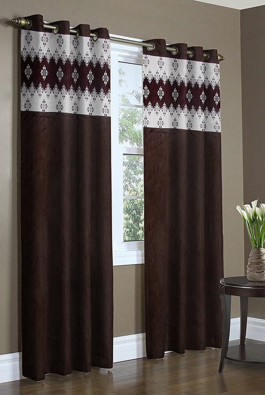 ram avtar 214 cm (7 ft) Polyester Door Curtain (Pack Of 2)(Printed, BROWN PATCH)