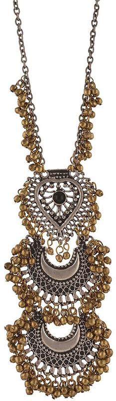 urbanela Urbanela German Silver Gypsy look Necklace : Afgani Necklace AFGN105-SILVER-GOLD Alloy Necklace