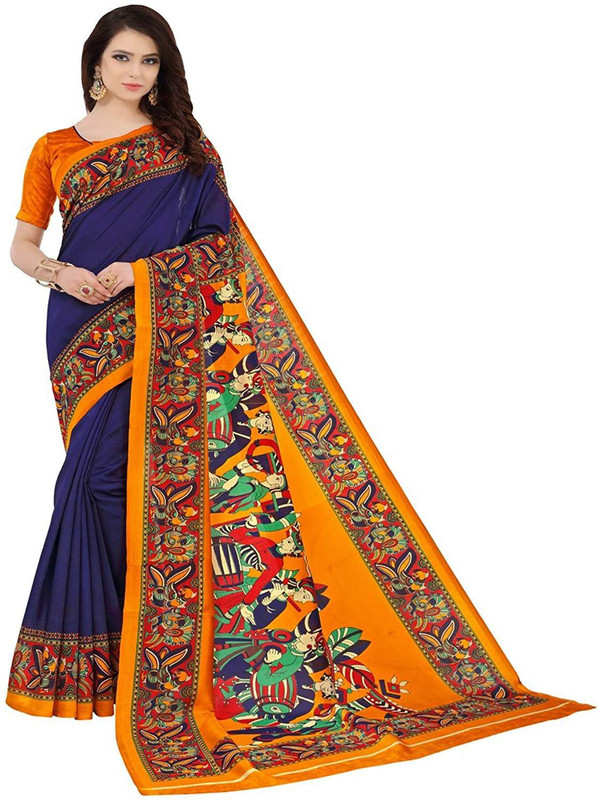 palkaano Graphic Print Madhubani Tissue Saree(Blue)