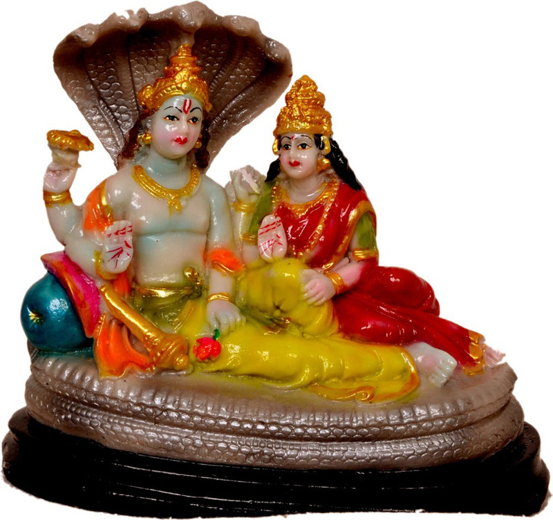khusi Shesh Naag Vishnu Laxmi Decorative Showpiece  -  14.5 cm(Polyresin, Multicolor)