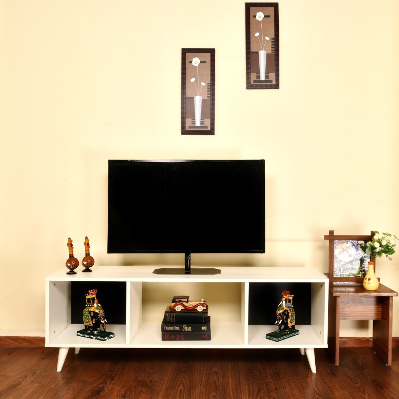 Home Full Engineered Wood TV Entertainment Unit(Finish Color - FROSTY WHITE)