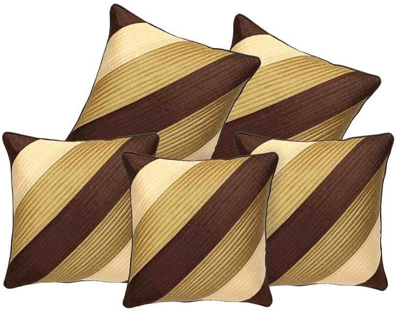ks craft Checkered Cushions Cover(Pack of 5, 40*40, Gold, Brown, Beige)