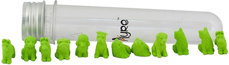 ayre Mini 3D Animal Erasers in PVC Tube - Dog Shape Eraser Green Colour - 12 pcs Non-Toxic Eraser(Set of 12, Orange)