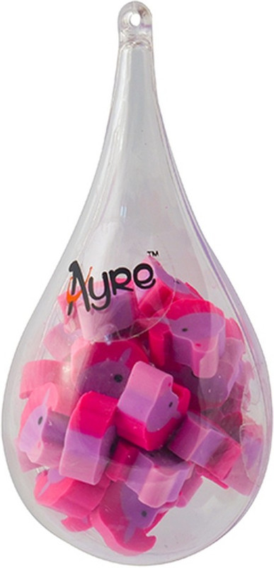 ayre Mini Horse Pony Animal Erasers in Water Drop Shape Packing - 12 mini erasers in a pack - Pink / Dark Pink Non-Toxic Eraser(Set of 12, Pink, Dark Pink)