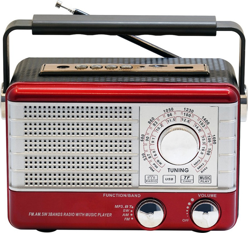 WIZZIT Premium Quality Vintage / Retro Style Bluetooth Speaker, Portable Wireless Bluetooth Speaker BoomBox with MP3 / MP4 /FM /Bluetooth/ AUX/ TF Card / Radio/USB ( Black ) FM Radio(Red)