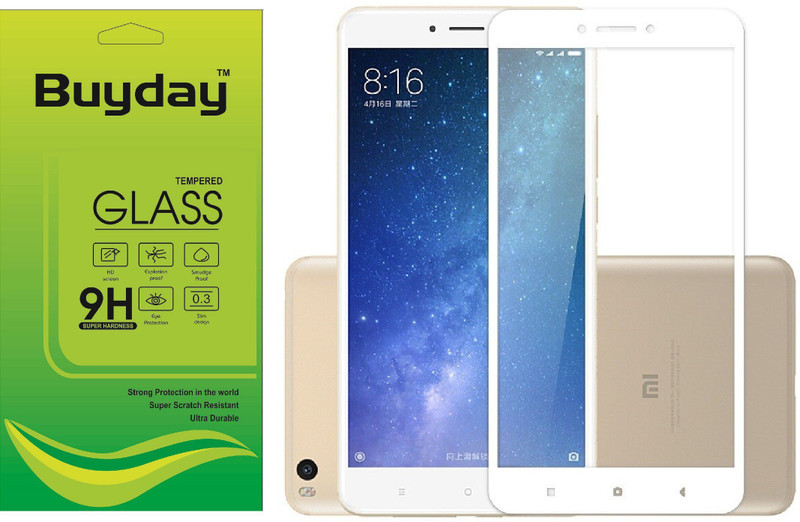 Buyday Tempered Glass Guard for Mi Max 2 (5D Full Glue,9H Glass,White)(Pack of 1)