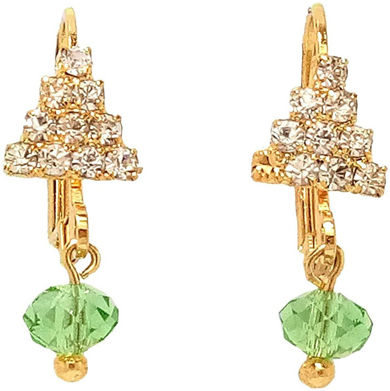 varah VARAH Golden Fancy Designer American Diamond Earrings With Green Crystal for Women/Girls Copper Drops & Danglers