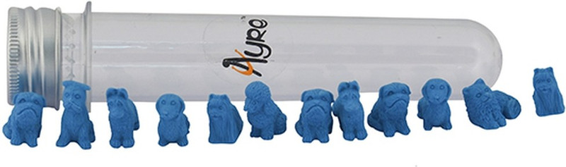 ayre Mini 3D Animal Erasers in PVC Tube - Dog Shape Eraser Blue Colour - 12 pcs Non-Toxic Eraser(Set of 12, Blue)