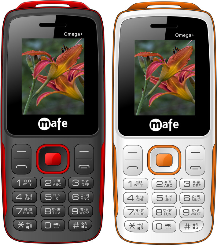 Mafe Omega Plus Combo of Two Mobiles(White&Orange, Black&Red)