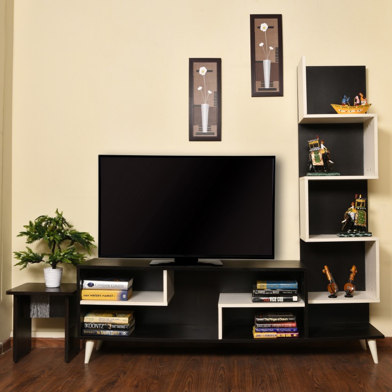 Home Full Engineered Wood TV Entertainment Unit(Finish Color - Frosty White)