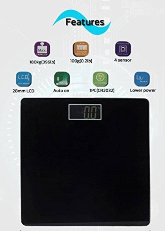 GADGET TREE Black Weighing Scale With Advance Step On Technology PS BLACK Weighing Scale(Black)