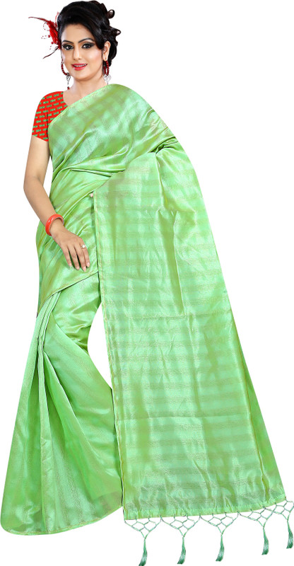 sarvagny clothing Solid Bollywood Cotton Silk Saree(Green)