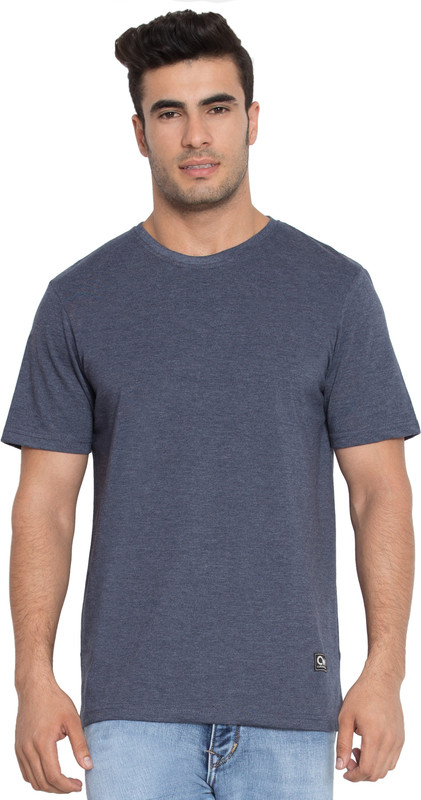 clockwise india Solid Men Round Neck Dark Blue T-Shirt