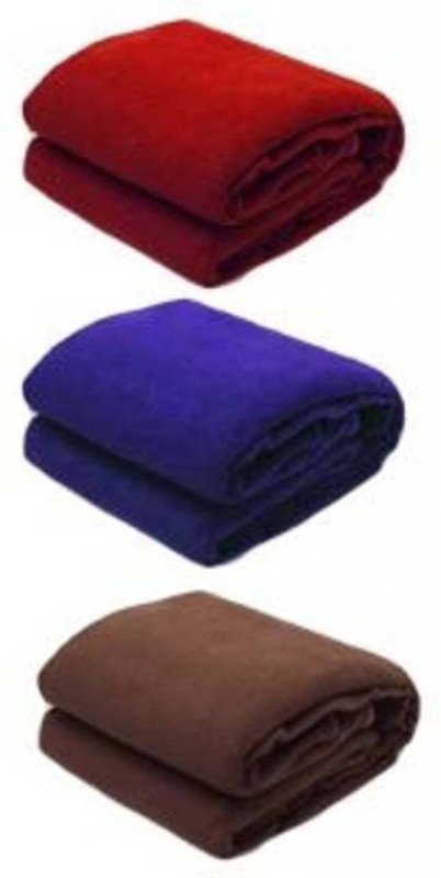 sugandha Solid Single Fleece Blanket(Polyester, Multicolor)