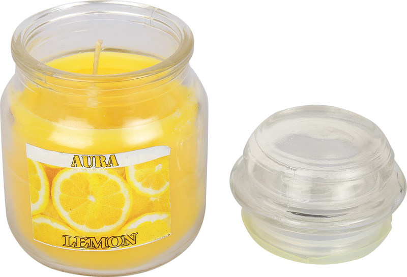 sliceter Glass Candles for Highly Fragranced, Premium & Smokeless Candle, Home Decor/Wedding/Birthday/Festivals/Anniversary/Gifts/All Purpose Tea Light Candles (pack of 1) Lemon Flavour. Candle(Yellow, Pack of 1)