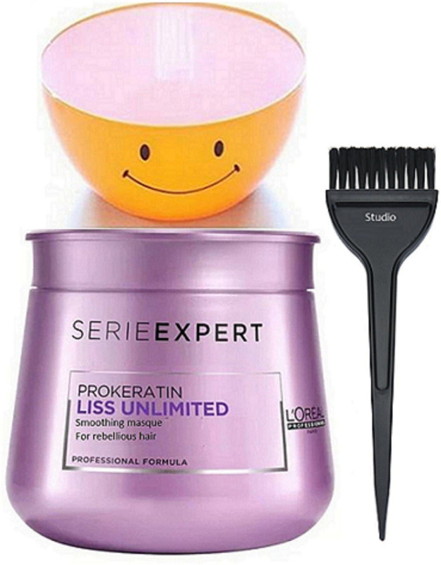 studio Hair Brush, L'oreal Serie Expert Pro-Keratin Hair Masque 250ml Smoothing Masque for rebellious hair + Bowl(3 Items in the set)