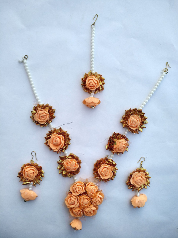 new jaipur handicraft Fabric Jewel Set(Orange)
