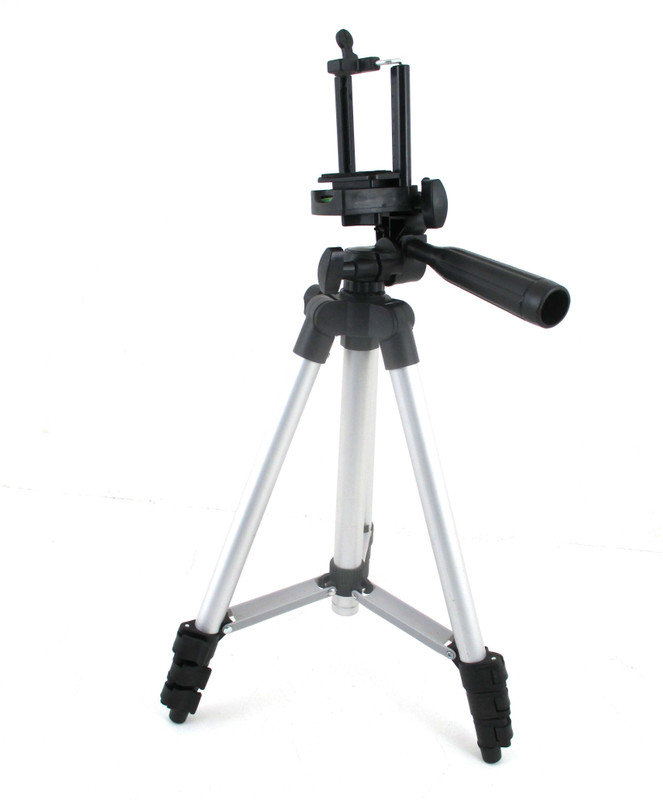 bludug New and Beast Quality Camera Tripod, Portable Adjustable Aluminum Lightweight Camera Stand with Smartphone Holder Mount for Mobile, Camera & DSLR Tripod Tripod(Black, Silver, Supports Up to 1500 g)
