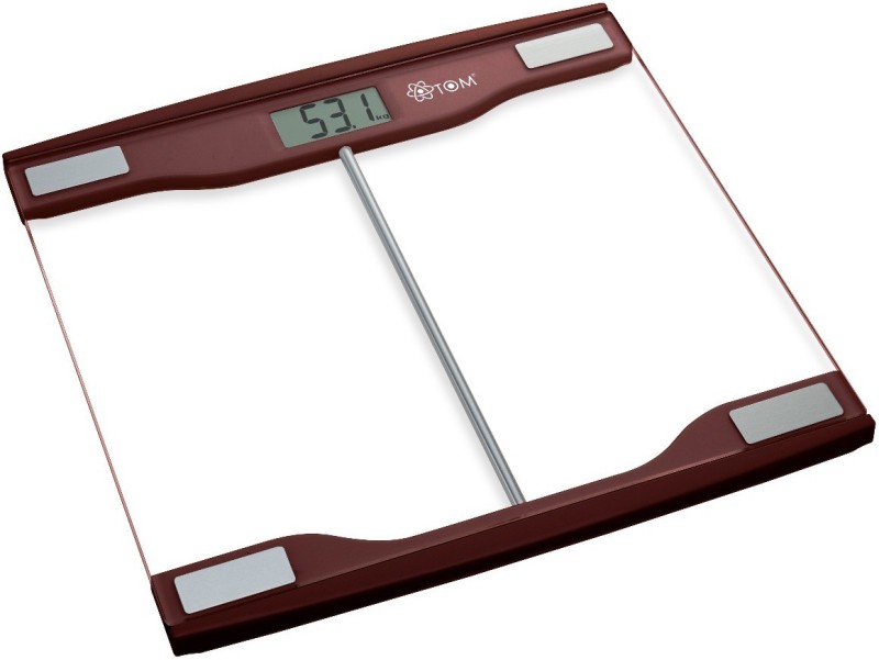 ATOM AL710 Simple And Fashionable Pattern With 6mm Tempared Glass Body Fat/Hydration Monitor Weighing Scale(Brown)