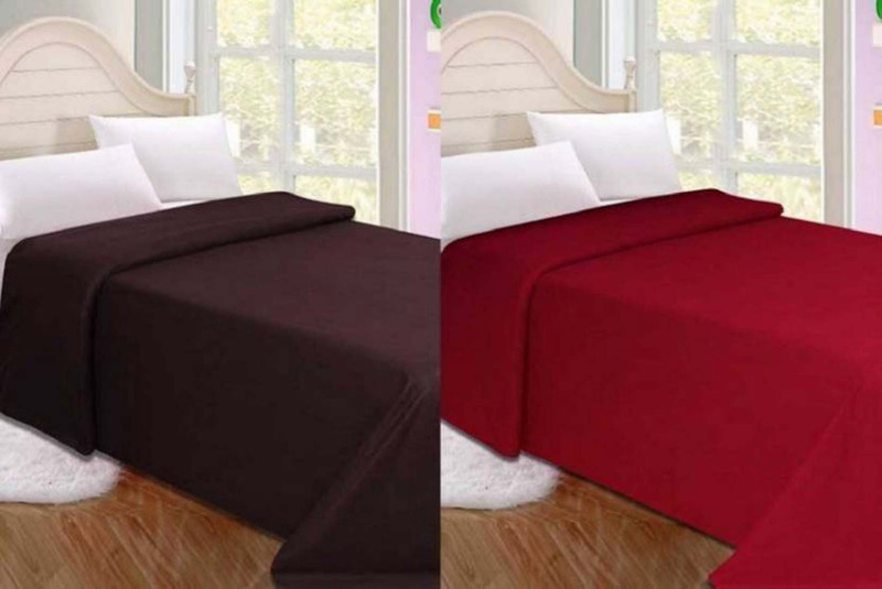 sugandha Solid Single Fleece Blanket(Polyester, Red, Brown)