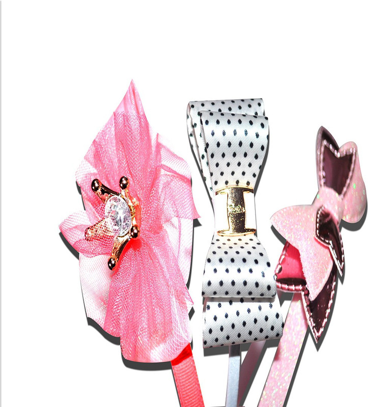 chipbeys HAIRBAND FOR GIRLS COMBINATION OF 3 HAIRBANDS GLITTERY PINK, POLKA DOT WHITE AND CROWN PINK Hair Band(Pink, White, Red)