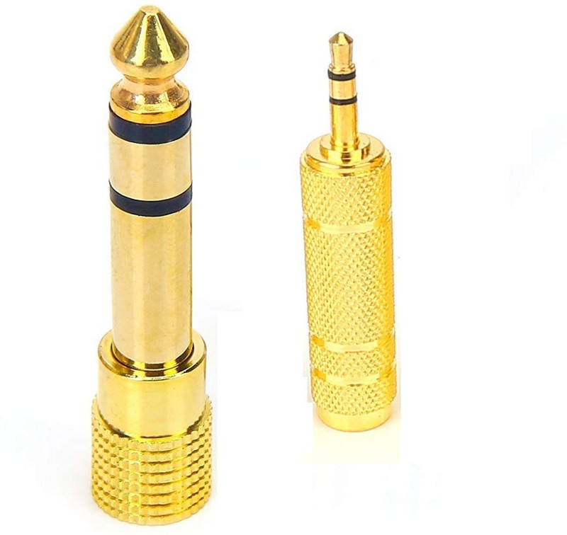 SeCro 3.5mm 1/8 inch TRS Plug to 6.35mm 1/4 inch Jack and 3.5mm female to 6.35 male plug Gold Plated Set Audio Stereo Converter Headphone , Microphone Adapter(Golder)