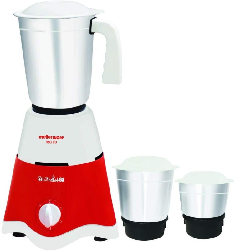 Mellerware NA MG 03 550 W Mixer Grinder(Red, White, 3 Jars)