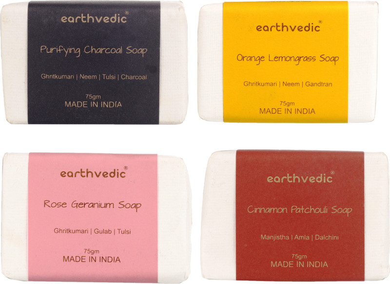 earthvedic Handmade Soap Set - 4pcs - 75gm each(4 x 75 g)