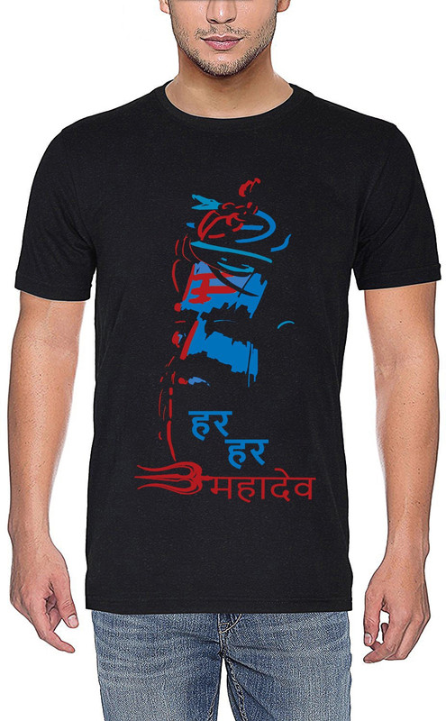 mebadass Printed Men Round or Crew Black T-Shirt