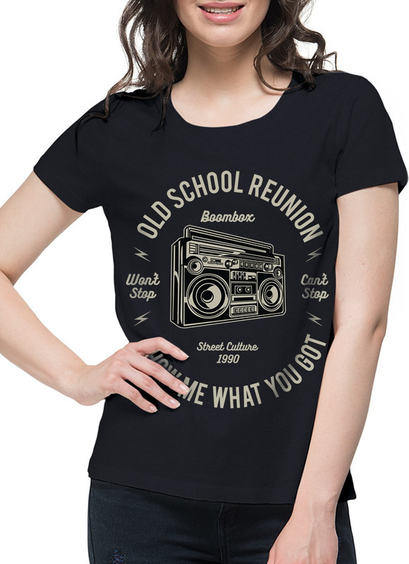 speedymonk Graphic Print Women Round Neck Black T-Shirt