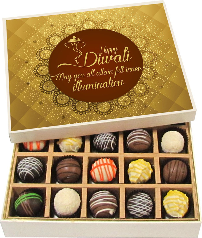 Chocholik Diwali Sweets - May You All Attain Full Inner Illumination - Dark, Milk, White Chocolate Truffles - 20pc Truffles(300 g)