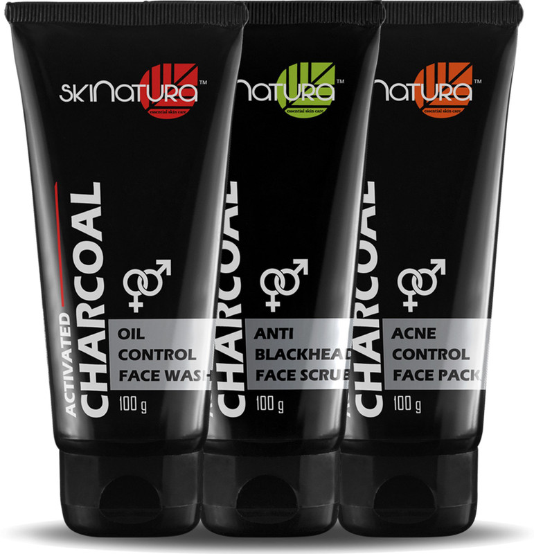 skinatura Activated Charcoal ( Oil Control face Wash + Anti-Blackhead Face Scrub + Acne Control Face Pack )(Set of 3)