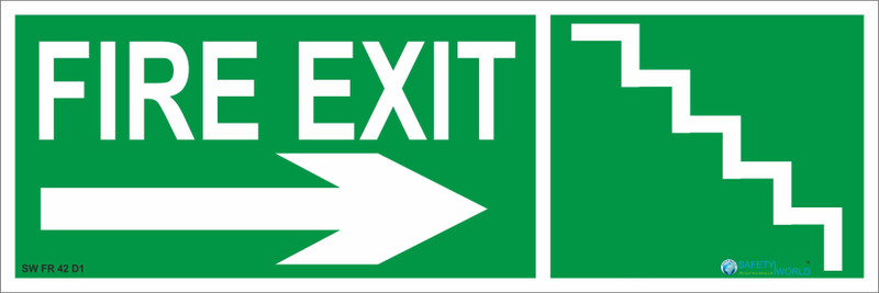 safety world Fire Exit Emergency Sign(Reflective Sign)