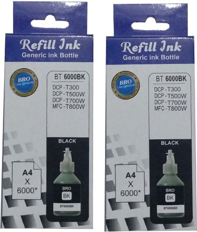 adoc 6000BK INK COMPATIBLE FOR USE IN BROTHER DCP T300 , T500W , T700W , T800W INKJET PRINTER COLOR BLACK. Single Color Ink (Black) 2pic Single Color Ink Cartridge(Black)