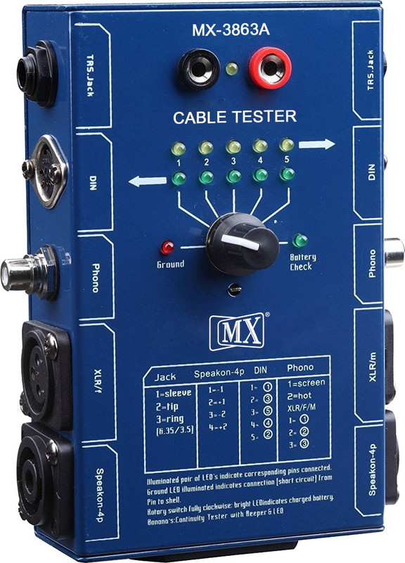 MX Audio Cable Tester Tests XLR 6.35mm TRS 1/4