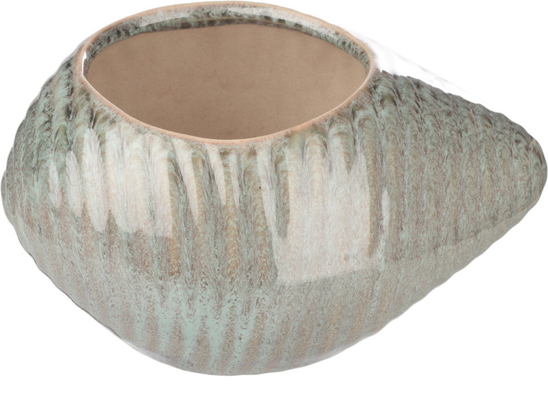 my green thumb Ceramic Planter pot/Handmade clay/porcelain pottery| For Indoor, Outdoor, Windowsill, balcony home, garden and office decor| (26cmX11cm) Sky blue color Shankh shaped (Pack of 1) Plant Container(Ceramic, External Height - 11 cm)