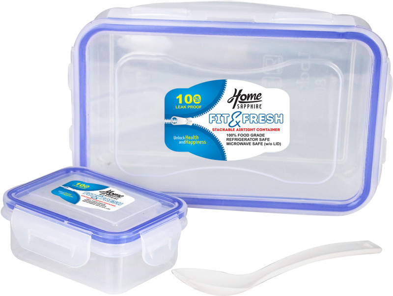 home sapphire Rectangular Food Container with Sauce Container and Leak Proof Locking Lid, 800ml 2 Containers Lunch Box(800 ml)